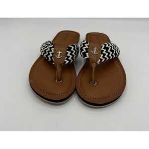 Nautica Women's Flip Flops Sandals Anchor Nautical Black White Brown Size [Size]